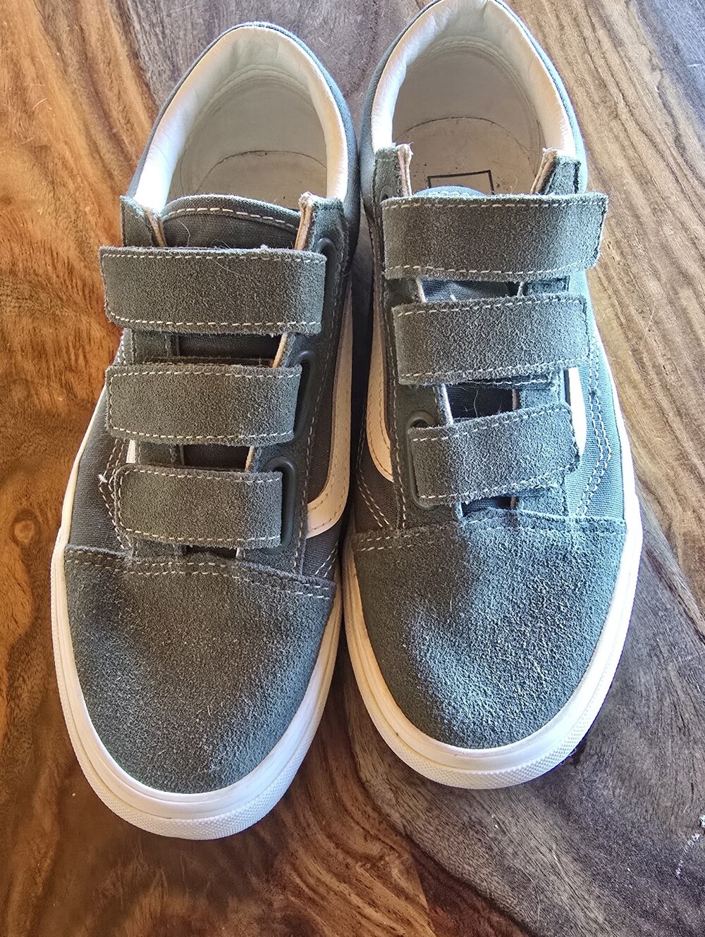 Womens Sage Green Vans Velcro Low Top Sneakers